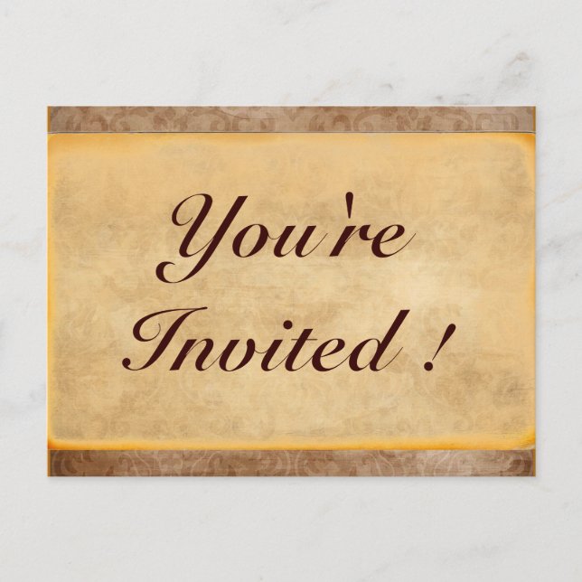 Vintage Damask You're Invited! Postcards (Front)