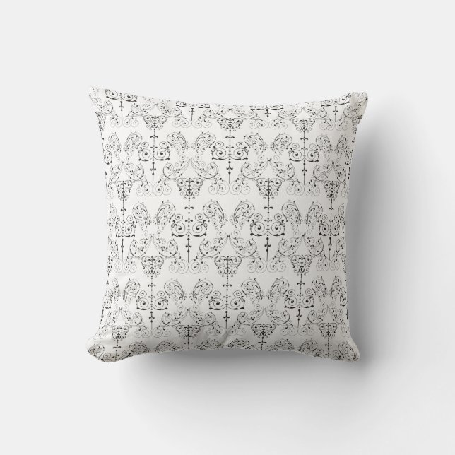 Vintage Damasks Wallpaper - black + your backgr. Cushion (Front)