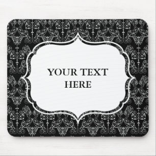 Vintage Damasks Wallpaper - white + your backgr. Mouse Pad