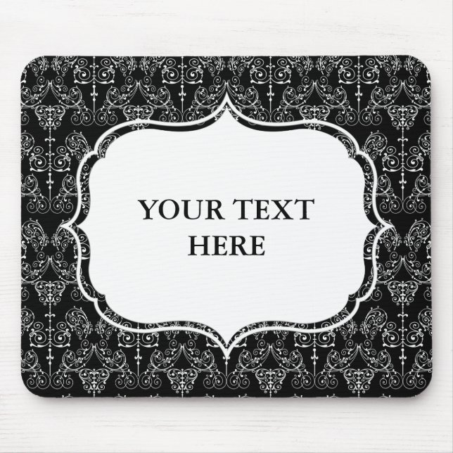 Vintage Damasks Wallpaper - white + your backgr. Mouse Pad (Front)