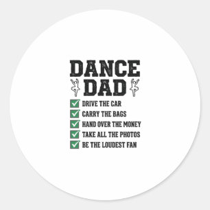 Vintage Dance Dad Checklist Shirt Design_1 Classic Round Sticker