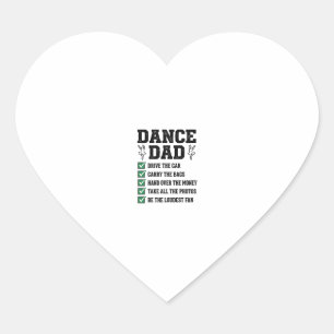 Vintage Dance Dad Checklist Shirt Design_1 Heart Sticker