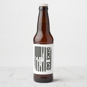 Vintage Dance Dad US Flag Father’s Day Dad Grandpa Beer Bottle Label