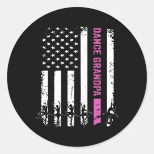 Vintage Dance Grandpa Flag Usa Love Dancerdancing Classic Round Sticker