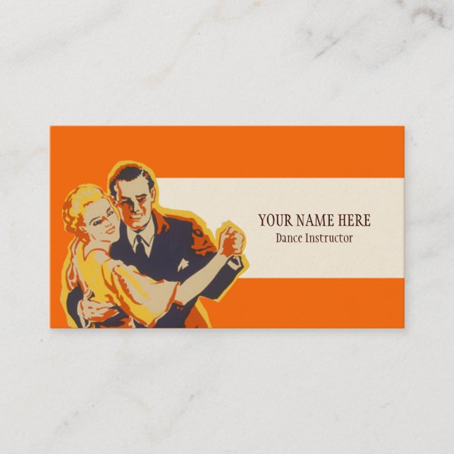 Vintage Dance Instructor Business Card Template (Front)