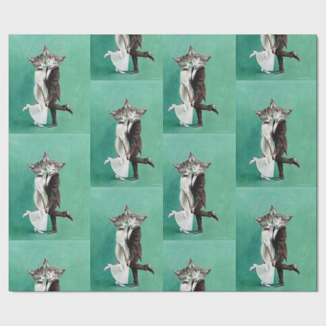 Vintage Dancing Cats Wrapping Paper (Seam)