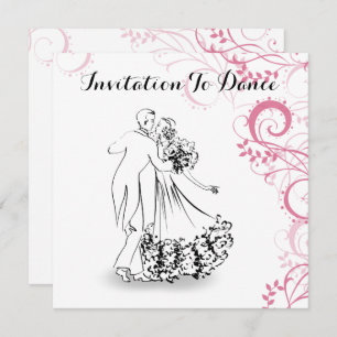 Vintage Dancing Couple Illustration Invitation