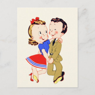Vintage Dancing Couple Postcard