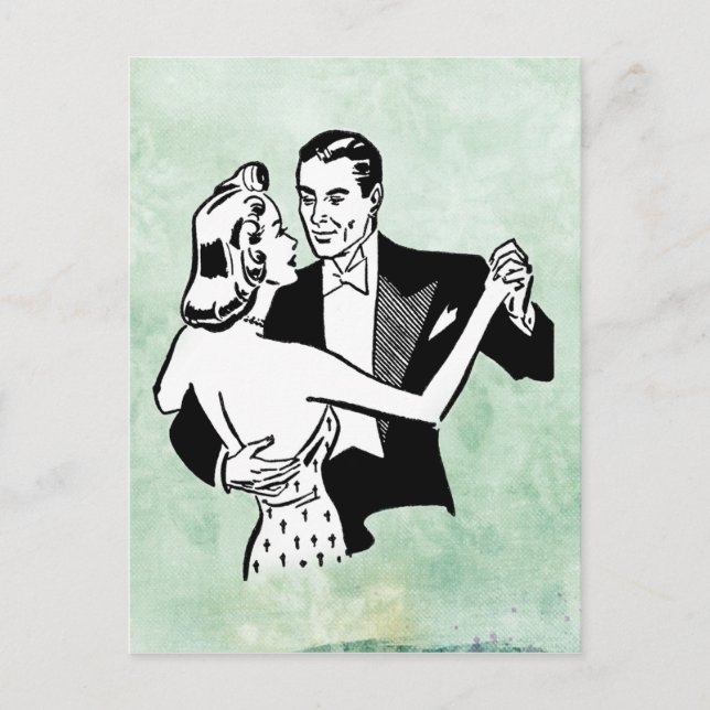 vintage dancing couple postcard (Front)