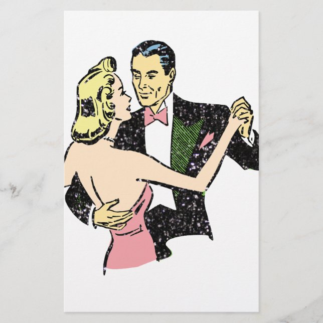 vintage dancing couple stationery (Front)