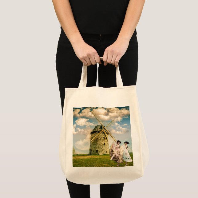Vintage Dancing Flower Girls and Windmill  Tote Bag (Front (Product))