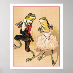 Vintage Dancing Frogs Poster