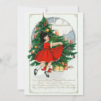 Vintage Dancing Girl Christmas Card