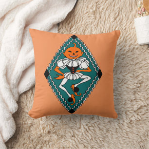 Vintage Dancing Pumpkin Lady   Square Throw Pillow