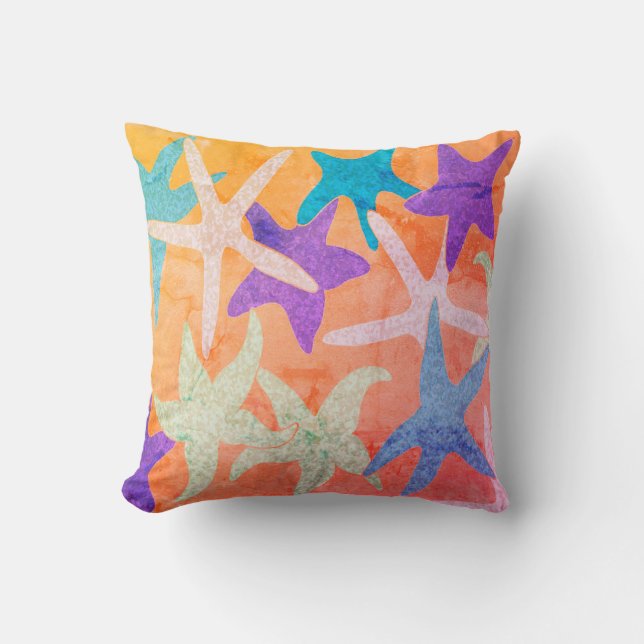 Vintage Dancing Starfish Throw Pillow (Front)