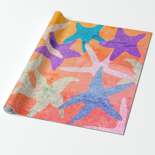 Vintage Dancing Starfish Wrapping Paper (Unrolled)
