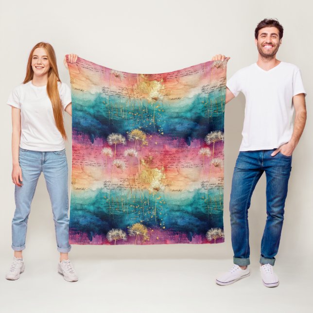 Vintage Dandelion Abstract Pattern (1) Fleece Blanket (In Situ)