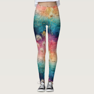 Vintage Dandelion Abstract Pattern (1) Leggings