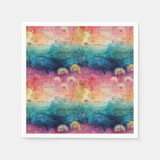 Vintage Dandelion Abstract Pattern (1) Napkin (Front)