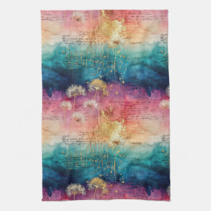 Vintage Dandelion Abstract Pattern (1) Tea Towel