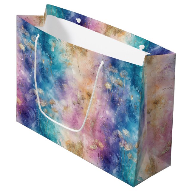 Vintage Dandelion Abstract Pattern (2) Large Gift Bag (Front Angled)