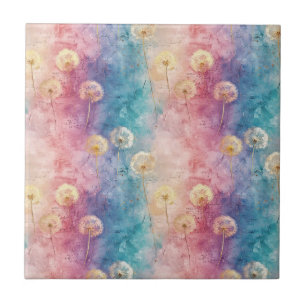 Vintage Dandelion Abstract Pattern (3) Ceramic Tile