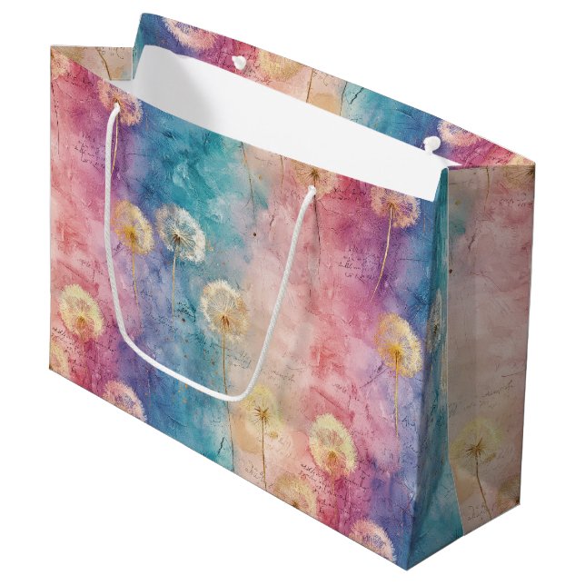 Vintage Dandelion Abstract Pattern (3) Large Gift Bag (Front Angled)