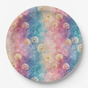 Vintage Dandelion Abstract Pattern (3) Paper Plate