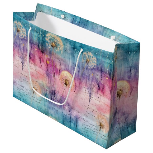 Vintage Dandelion Abstract Pattern (6) Large Gift Bag (Front Angled)