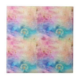 Vintage Dandelion Abstract Pattern (7) Ceramic Tile