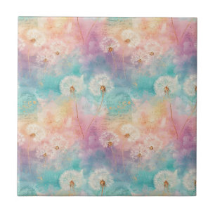 Vintage Dandelion Abstract Pattern (8) Ceramic Tile