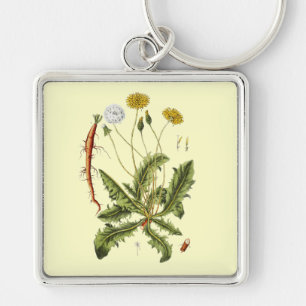 Vintage Dandelion Illustration Key Ring