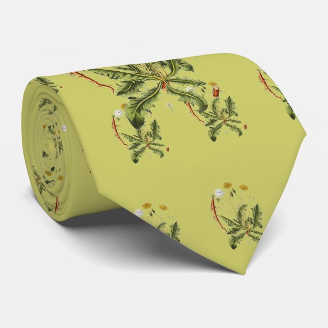 Vintage Dandelion Illustration Tie (Rolled)