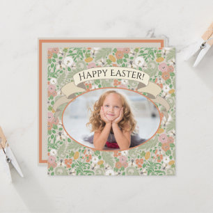 Vintage Dandelion Pansies Busy Bees Spring Photo Card