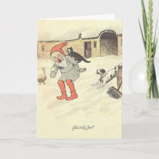 Vintage Danish Glædelig Jul Christmas Card (Front)