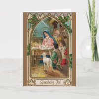 Vintage Danish Religious Christmas Greeting Card