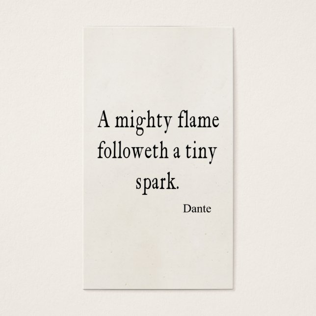 Vintage Dante Mighty Flame Tiny Spark Quote Quotes (Front)