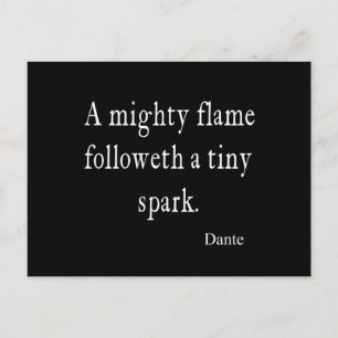 Vintage Dante Mighty Flame Tiny Spark Quote Quotes Postcard