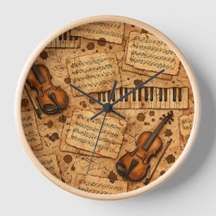 Vintage Dark Academia Aesthetic Patterns Clock