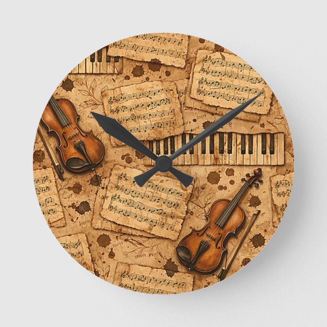 Vintage Dark Academia Aesthetic Patterns Round Clock (Front)
