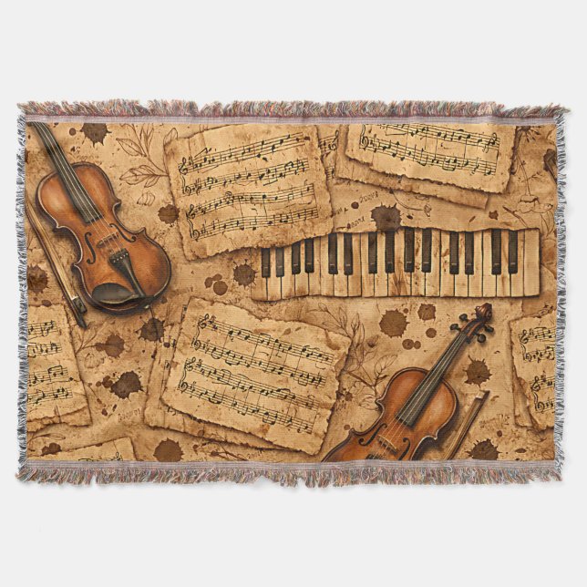 Vintage Dark Academia Aesthetic Patterns Throw Blanket (Front)