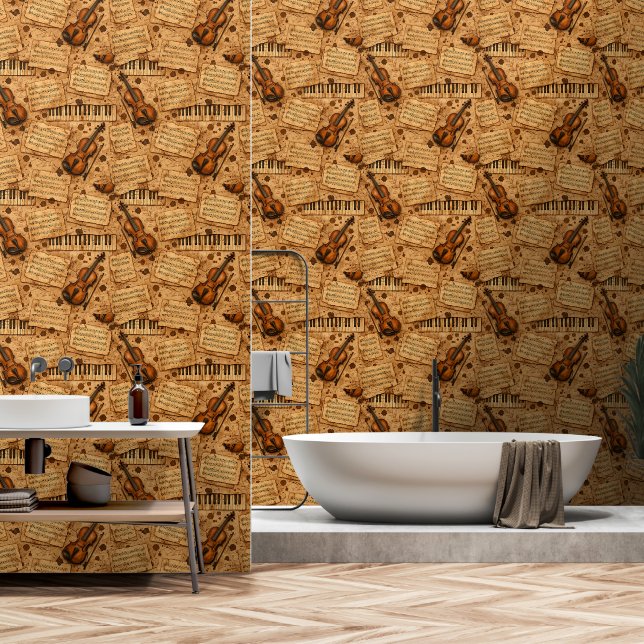 Vintage Dark Academia Aesthetic Patterns Wallpaper (Bathroom)