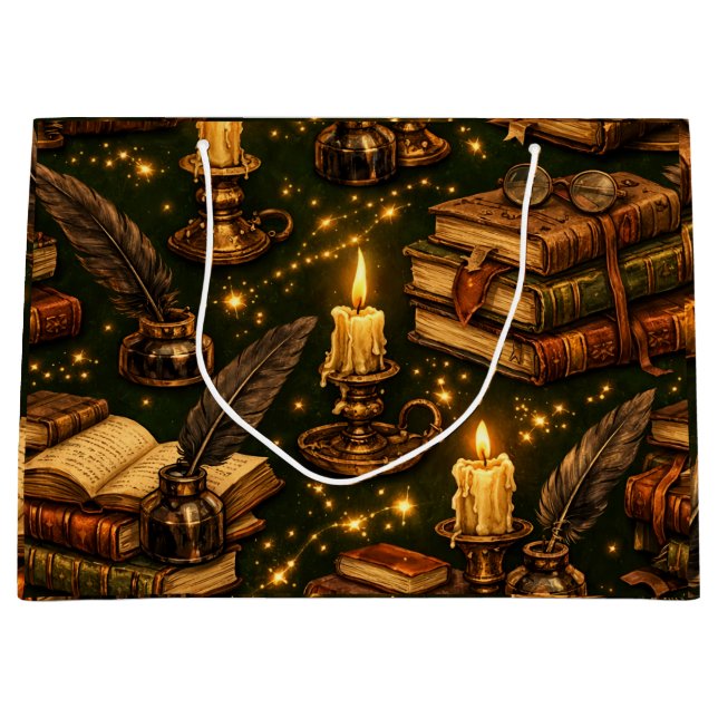Vintage Dark Academia Magic Books Large Gift Bag (Front)