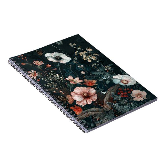 Vintage Dark Academia Wildflower Botanical Notebook (Right Side)