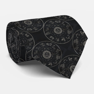 Vintage Dark Astrology Zodiac Sign Tie