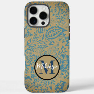 Vintage Dark Blue and Brown  Wildflower Bloom  iPhone 16 Pro Max Case