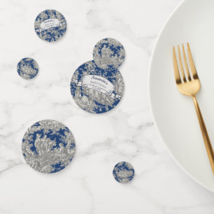 Vintage Dark Blue French Toile Bridal Shower Confetti