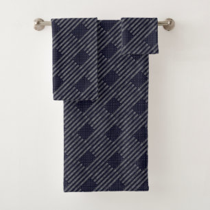 Vintage Dark Blue Grunge USA American Flag Pattern Bath Towel Set