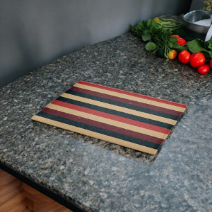 Vintage Dark Brown and Green Stripes Cutting Board