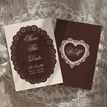Vintage Dark Brown Lace Oval Doily Wedding
